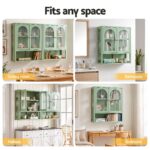 Artiss Buffet Cabinet Sideboard Wall Mounted Fluted Display Storage 70cm Green - Image 9