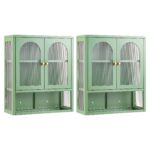 Artiss Buffet Cabinet Sideboards X2 Wall Mounted Fluted Display Storage Green