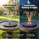 Gardeon Solar Fountain Pumps Bird Bath Battery Backup LED Remote Black 27cm - Image 4