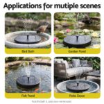 Gardeon Solar Fountain Pumps Bird Bath Battery Backup LED Remote Black 27cm - Image 7