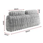 Giselle Wedge Pillow Headboard, Easy Wash Zipper Cover & Anti-Flat Foam, Couch Lumbar Support for Dorm Readers, 340g Faux Rabbit Fur with Dual Pockets, Queen - Image 2