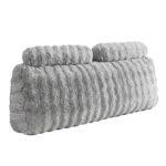 Giselle Wedge Pillow Headboard, Easy Wash Zipper Cover & Anti-Flat Foam, Couch Lumbar Support for Dorm Readers, 340g Faux Rabbit Fur with Dual Pockets, Queen - Image 10