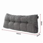 Giselle Headboard Pillow for Sitting in Bed, Upgraded Shredded Foam Reading Wedge Cushion for Lumbar Support, 320g Corduroy Backrest with Side Pockets for Dorm Daybed, Double - Image 2