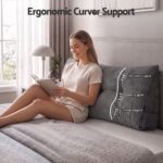 Giselle Headboard Pillow for Sitting in Bed, Upgraded Shredded Foam Reading Wedge Cushion for Lumbar Support, 320g Corduroy Backrest with Side Pockets for Dorm Daybed, Double - Image 3