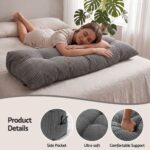 Giselle Headboard Pillow for Sitting in Bed, Upgraded Shredded Foam Reading Wedge Cushion for Lumbar Support, 320g Corduroy Backrest with Side Pockets for Dorm Daybed, Double - Image 5