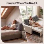Giselle Headboard Pillow for Sitting in Bed, Upgraded Shredded Foam Reading Wedge Cushion for Lumbar Support, 320g Corduroy Backrest with Side Pockets for Dorm Daybed, Double - Image 8