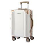 Wanderlite 20" Aluminium Frame Carry On Luggage Suitcase TSA Lock Spinner Wheels White Gold