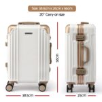 Wanderlite 20" Aluminium Frame Carry On Luggage Suitcase TSA Lock Spinner Wheels White Gold - Image 2