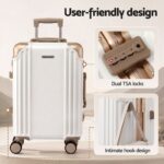 Wanderlite 20" Aluminium Frame Carry On Luggage Suitcase TSA Lock Spinner Wheels White Gold - Image 5