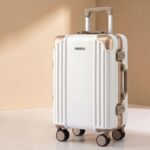 Wanderlite 20" Aluminium Frame Carry On Luggage Suitcase TSA Lock Spinner Wheels White Gold - Image 9