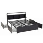 Artiss King Metal Bed Frame 4 Drawers Hidden Storage Headboard HEDY - Image 2