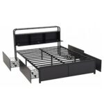 Artiss Queen Metal Bed Frame 4 Drawers Hidden Storage Headboard HEDY - Image 2