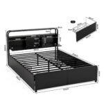 Artiss Queen Metal Bed Frame 4 Drawers Hidden Storage Headboard HEDY - Image 3
