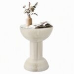 Artiss Paper End Table Honeycomb Coffee Table Foldable Round Bedside Side Table White 40x55cm - Image 2