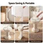 Artiss Paper End Table Honeycomb Coffee Table Foldable Round Bedside Side Table White 40x55cm - Image 6