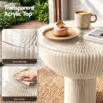 Artiss Paper End Table Honeycomb Coffee Table Foldable Round Bedside Side Table White 40x55cm - Image 7
