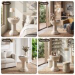 Artiss Paper End Table Honeycomb Coffee Table Foldable Round Bedside Side Table White 40x55cm - Image 8