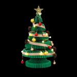 Jingle Jollys Paper Christmas Tree 62CM w/ Star Topper LEDs Xmas Decorations Kit Home Office Green