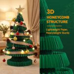 Jingle Jollys Paper Christmas Tree 62CM w/ Star Topper LEDs Xmas Decorations Kit Home Office Green - Image 8