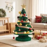 Jingle Jollys Paper Christmas Tree 62CM w/ Star Topper LEDs Xmas Decorations Kit Home Office Green - Image 11