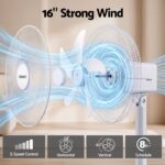 DEVANTI 16" 5-in-1 Rechargeable Fan for Pedestal Table Floor Wall Ceiling - Image 5