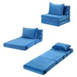 Artiss 4 Pack Folding Sofa Bed L-Shaped Modular Floor Sofas Foam Futons Couches - Image 11