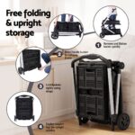 Artiss Shopping Trolley with Wheels 2 Layer w/2 Crates Foldable Trolley Black - Image 5
