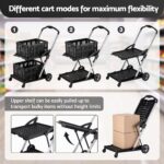 Artiss Shopping Trolley with Wheels 2 Layer w/2 Crates Foldable Trolley Black - Image 7
