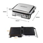 Devanti 2000W 3-in-1 Panini Press Grill Sandwich Maker 180° Open 4 Slice - Image 2