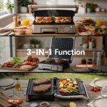 Devanti 2000W 3-in-1 Panini Press Grill Sandwich Maker 180° Open 4 Slice - Image 5