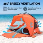 Weisshorn Beach Tent 3-4 Person Pop Up Sun Shade UPF 50 Automatic Outdoor Orange - Image 5