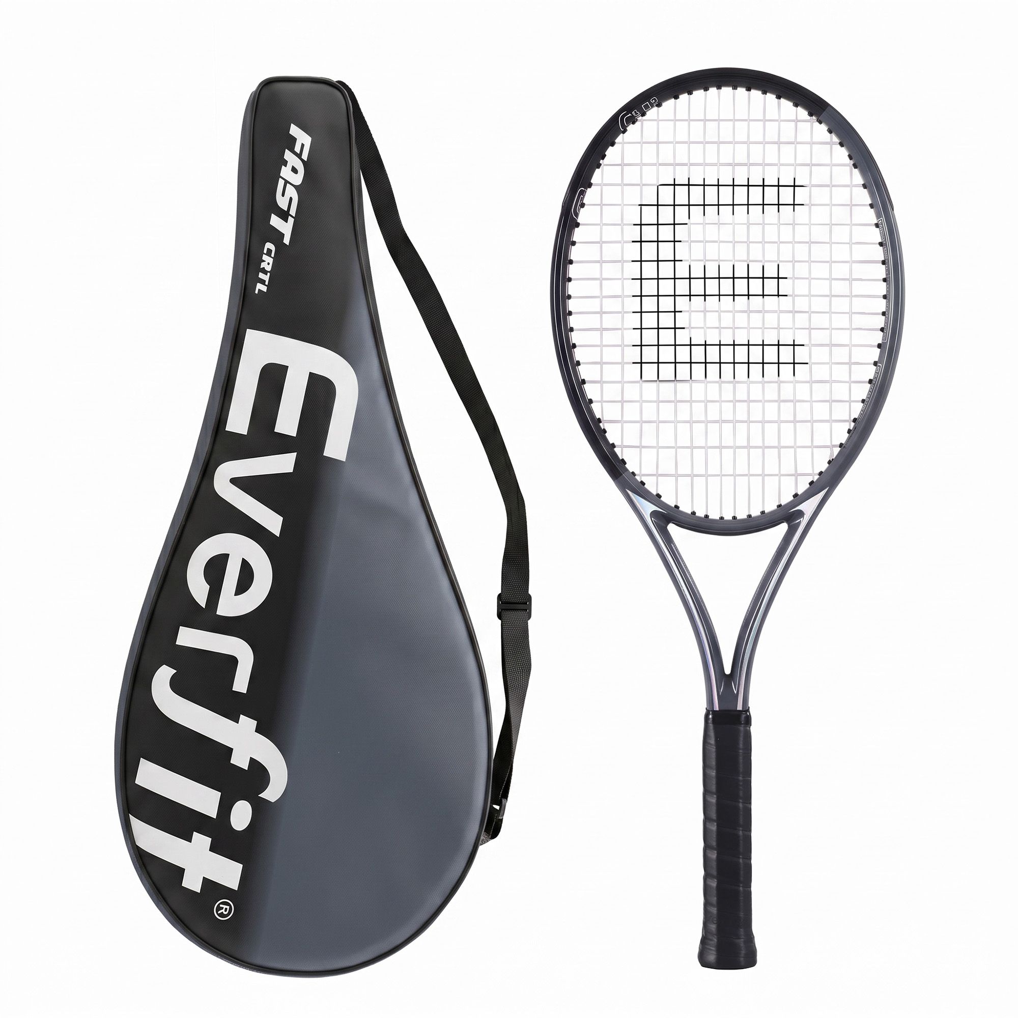 TR-FASTCRTL-BK-00 Everfit 27 Inch Tennis Racket Lightweight Racquet for Beginner Adult Players Black - Image 1
