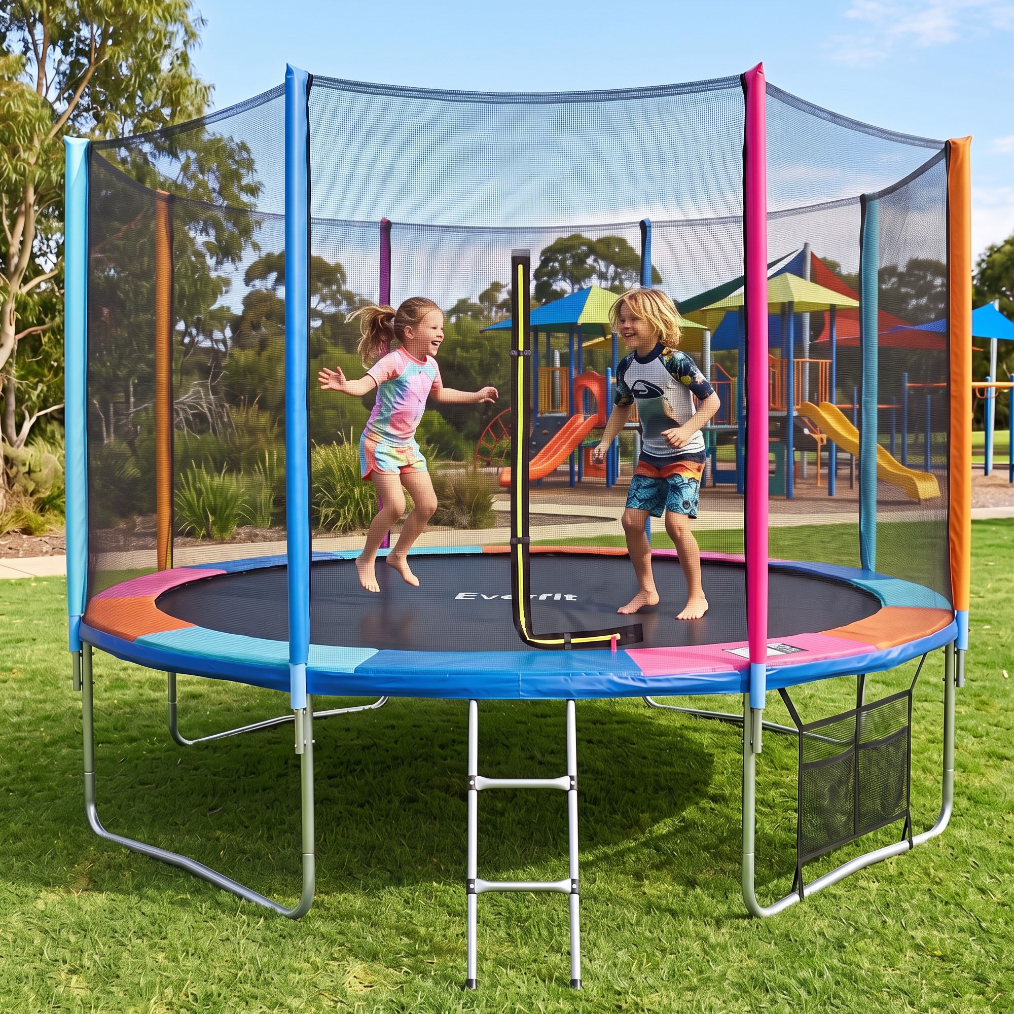 TRAMPO-C-14FT-MC-ABC-00 Everfit 14FT Kids Trampoline Rebounder with Enclosure Net Storage Bag - Image 1