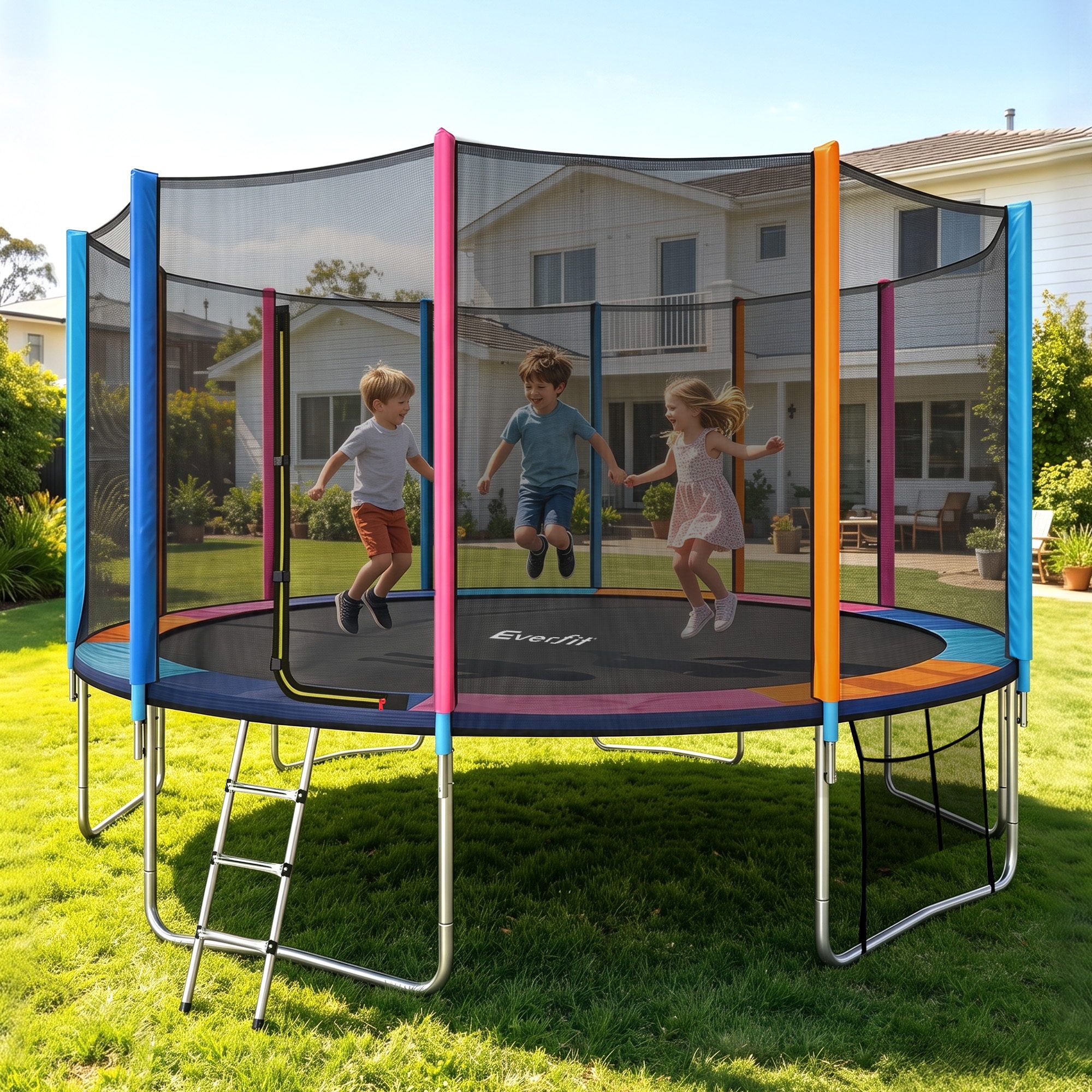 TRAMPO-C-16FT-MC-ABC-00 Everfit 16FT Kids Trampoline Rebounder with Enclosure Net Storage Bag - Image 1