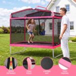 Everfit 3-in-1 Kids Rectangle 6FT Trampoline Rebounder with Swing Belt Pink - Image 6