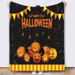 Halloween Throw Blanket Cozy Microfiber Blanket Soft Flannel Throw Festive Home Pumpkin Holiday - Orange-Black - Size 70cm*100cm