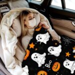 Halloween Throw Blanket Cozy Microfiber Blanket Soft Flannel Throw Festive Home Pumpkin Holiday - Orange-Black - Size 70cm*100cm - Image 6