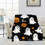 Halloween Throw Blanket Cozy Microfiber Blanket Soft Flannel Throw Festive Home Pumpkin Holiday - Orange-Black - Size 180cm*200cm - Image 3