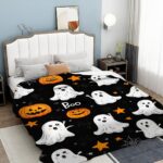 Halloween Throw Blanket Cozy Microfiber Blanket Soft Flannel Throw Festive Home Pumpkin Holiday - Orange-Black - Size 180cm*200cm - Image 4