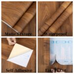 Walnut Brown Contact Paper Wood Grain Peel and Stick Countertops Waterproof Counter Top Contact Paper Wood Wallpaper Brown Walnut Vinyl Wrap for Cabinets Desk Wallpaper Removable Veneer 15.8inx78.8in - Image 2