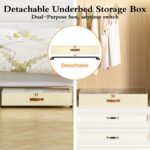 2 Pack Under Bed Storage with Wheels, Under Bed Storage Containers with Adjustable Dividers & Clear Lid, Rolling Underbed Organizer Bins Drawer for Clothes, Shoes, Blankets - Beige - Size 30.3 x 16 x 6.7 inches - Image 6