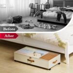 2 Pack Under Bed Storage with Wheels, Under Bed Storage Containers with Adjustable Dividers & Clear Lid, Rolling Underbed Organizer Bins Drawer for Clothes, Shoes, Blankets - Beige - Size 30.3 x 16 x 6.7 inches - Image 8