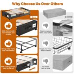 Under Bed Storage with Wheels,XXL 60L Under Bed Storage Containers with Clear Lids, Rolling Under Bed Metal Drawer for Clothes, Shoes,Toys - Black - Size 60L - Image 8