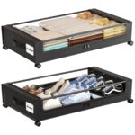 Under Bed Storage with Wheels,XXL 60L Under Bed Storage Containers with Clear Lids, Rolling Under Bed Metal Drawer for Clothes, Shoes,Toys - Gray - Size 60L - Image 3