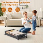Under Bed Storage with Wheels,XXL 60L Under Bed Storage Containers with Clear Lids, Rolling Under Bed Metal Drawer for Clothes, Shoes,Toys - Gray - Size 60L - Image 4