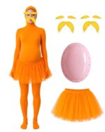 Orange Jumpsuit Ballet Skirt Fake Belly Costume Set Halloween Costume Costume Adult - Orange - Size L