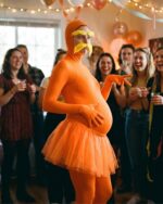 Orange Jumpsuit Ballet Skirt Fake Belly Costume Set Halloween Costume Costume Adult - Orange - Size L - Image 5