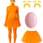 Orange Jumpsuit Ballet Skirt Fake Belly Costume Set Halloween Costume Costume Adult - Orange - Size M