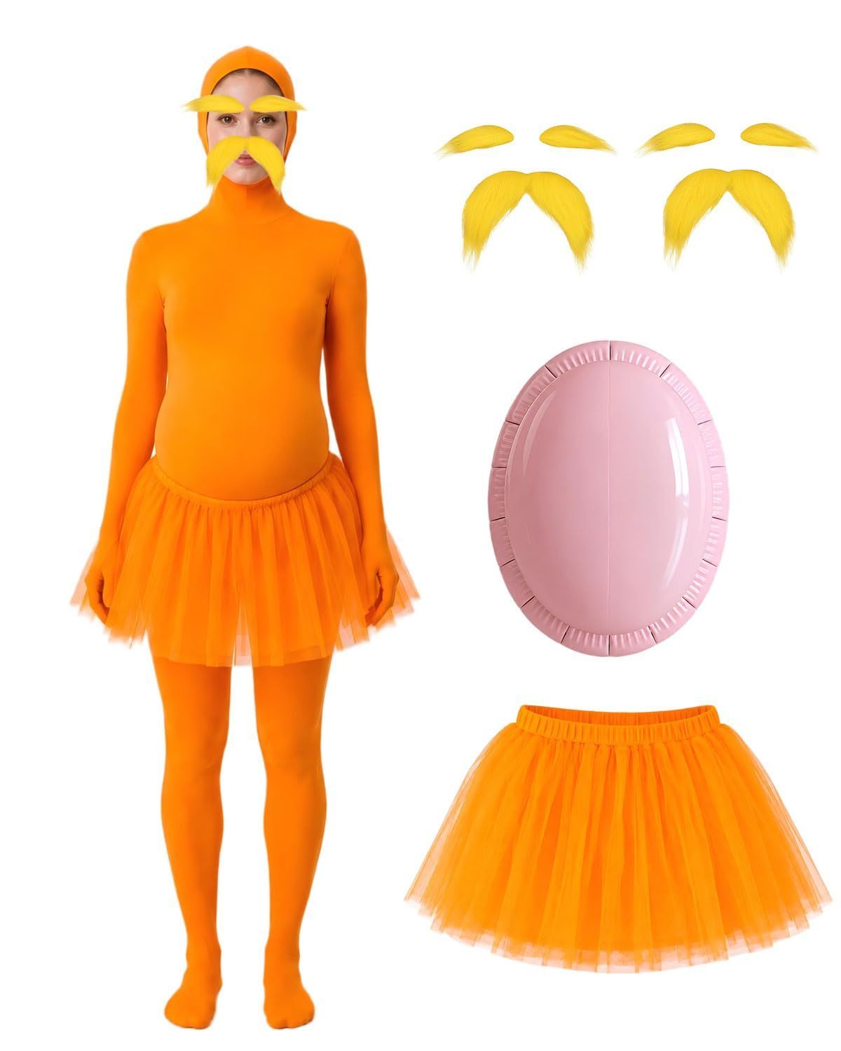 V1107-129-75806-ORG-XXL-00 Orange Jumpsuit Ballet Skirt Fake Belly Costume Set Halloween Costume Costume Kids - Orange - Size XXL - Image 1
