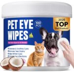 Dog Eye Wipes, Tear Stain Remover for All Dogs & Cats – Hypoallergenic & Deodorizing Eye Wipes for Dogs, Pet Eye Cleaner Wipes with Enzymes for Discharge, Crust, Mucus & Debris, Coconut (100 Ct)